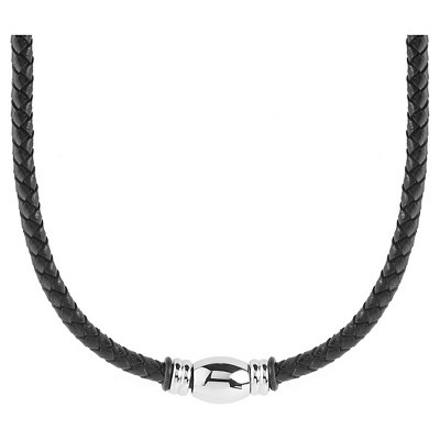 Men's West Coast Jewelry Stainless Steel Braided Leather Beaded Necklaces