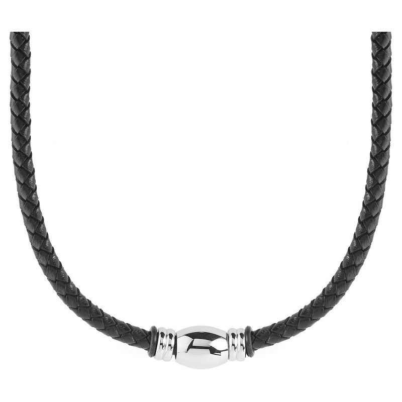 Men&#39;s West Coast Jewelry Stainless Steel Braided Leather Beaded Necklaces, 1 of 4