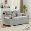 ORRD Foldable Double Seat Recliner Sofa Bed, Velvet Pull-Out Sleeper with USB Port & Side Pockets - 3 of 4