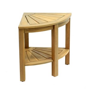 JONATHAN Y Maris 18" Classic Coastal Solid Acacia Wood Indoor/Outdoor Corner Shower Bench with Shelf - 1 of 4