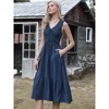 INSPIRE CHIC Women's Sleeveless V Neck Smocked Summer Casual Tiered A-Line Midi Dresses - 4 of 4