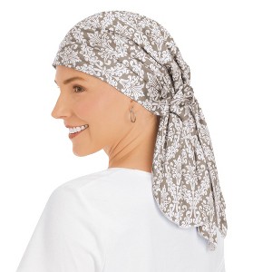 Collections Etc Pre-Tied Silky Soft Damask Print Head Wrap - 1 of 4