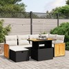 vidaXL 7 Piece Patio Sofa Set with Cushions Black Poly Rattan - Black and Cream without Storage - 2 of 4