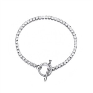 Adornia Silver Plated Crystal Toggle Tennis Bracelet - 1 of 4