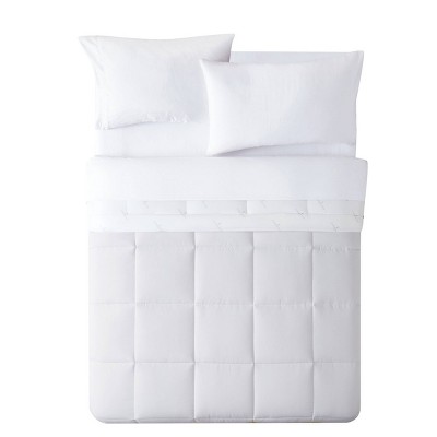King White Reversible Microfiber Down Comforter Set