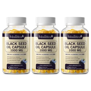 Black Seed Oil 1000mg – Cold-Pressed Black Cumin (Nigella Sativa) Capsules – 3% Thymoquinone – Omega 3 6 9 - 1 of 4