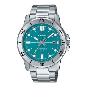 Casio Men’s Silver Stainless Steel Watch with Teal Dial - MTP-VD01D-3E2VUDF - 1 of 2