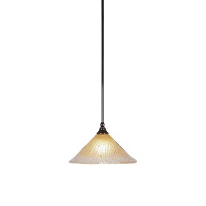 Toltec Lighting Any 1 - Light Pendant in  Black Copper with 12" Amber Crystal Shade - 1 of 1