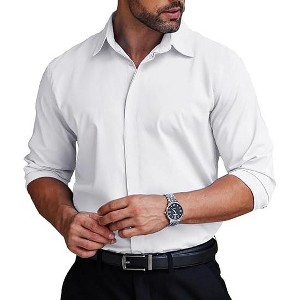 COOFANDY Men's Formal Dress Shirt Hidden Button Front Wrinkle Free Shirt Regular Fit Stretch Business Casual Shirts - 1 of 4