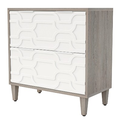 Gray and White 2-Drawer Legal Size Wood File Cabinet