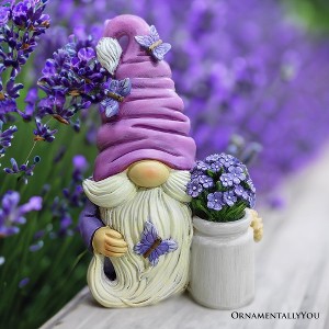 Garden Grace Lavender Gnome Figurine, 10" Purple Home Decor Statue| OrnamentallyYou - 1 of 4