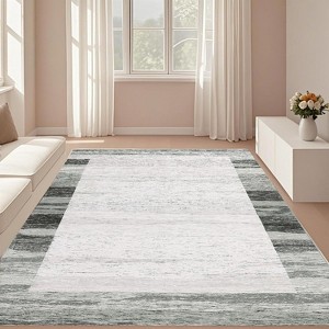 Acekool Washable Modern Bordered Abstract Area Rug, Non-Slip, Stain Resistant Carpet for Living Room, Bedroom, Dining Room, Office - 1 of 4