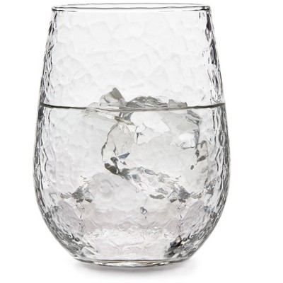Libbey Hammered Clear Stemless All-Purpose Wine Glasses, Set of 8