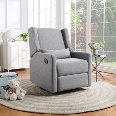 Suite Bebe Pronto Swivel Glider Recliner Accent Chair with Pillow - Rich Gray Fabric