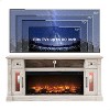 SinCiDo Farmhouse Fireplace TV Stand for 80 Inch TV, Electric Fireplace Entertainment Center w/ LED lights & Glass Door Cabinets & Drawers - 3 of 4