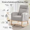 Rocking Glider Chair Modern Upholstered, Wingback Accent Rocker Chair Upholstered Tall Back Arm Chair - 4 of 4