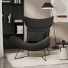 High Back Accent Chair, Lounge Chair with Velvet Upholstery and Metal Legs, Black - 2 of 4