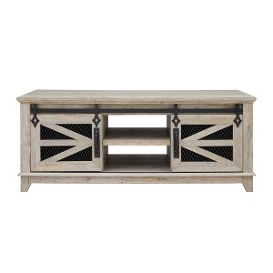 OKD 48'' Farmhouse Coffee Table with Storage & Sliding Barn Doors - 1 of 4