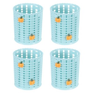 Unique Bargains Pumpkin Decor Large-capacity Decorative Pencils Holder Blue 3.1x3.1x3.9 Inch - 1 of 4
