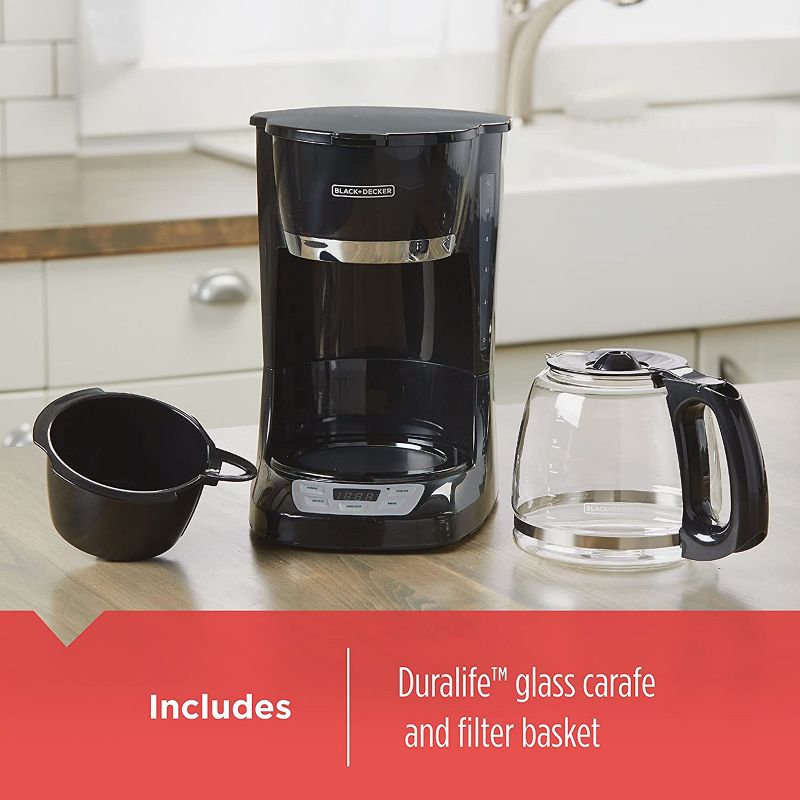 Black and Decker 12 Cup Programmable Coffeemaker in Black, 2 of 8