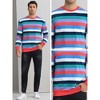 Lars Amadeus Men's Long Sleeve Rainbow Crew Neck Stripes Sweatshirt - 4 of 4