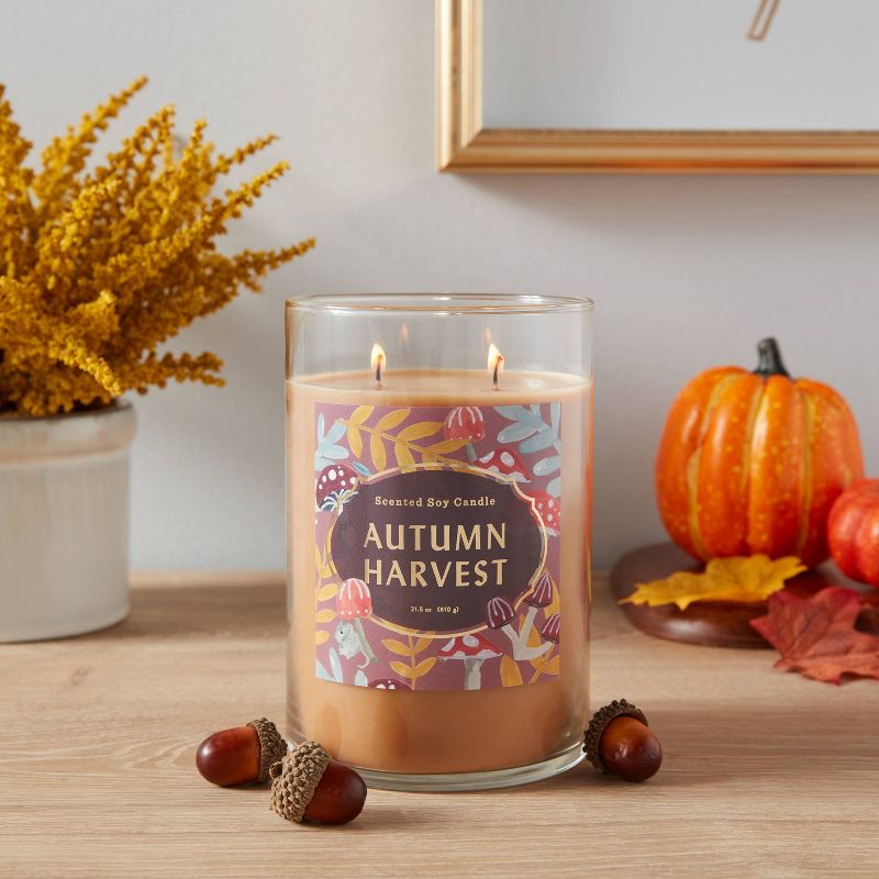2-Wick Clear Glass Autumn Harvest Lidded Jar Candle 21.5oz - Opalhouse&#8482;, 3 of 5