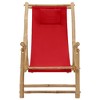 vidaXL Adjustable Bamboo and Canvas Deck Chair with Armrests in Red - Durable, Lightweight, Water-Resistant for Garden, Patio, Terrace - 2 of 4