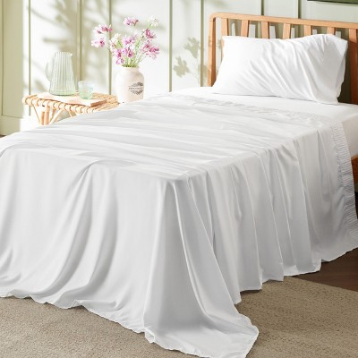 Twin Sheets Set - 3 Pieces Soft Twin Bed Sheets - Breathable & Cooling - Hotel Luxury - Easy Care Polyester Microfiber Bedding for Women, Men, White