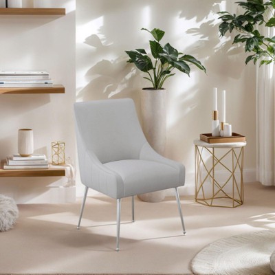 UNISOAR  Accent Chair Beige Velvet Upholstered Side Dining Chairs with Brushed Legs