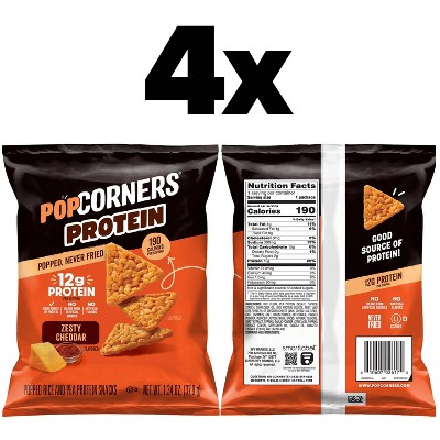 Popcorners Zesty Cheddar Protein Chips - 5.36oz/4ct