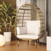 Wicker Egg Chair Outdoor Oversized Patio Lounge Chair with Cushions Metal Frame Stand Durable Egg Rattan Chair for Balcony Patio Living Room - 2 of 4