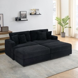 CENGHU 82 Inches Corduroy Sofa, Sectional Sofa, two Storage Feet +4 Throw Pillows, L Shaped Sofa Couches for Living Room, Office - 1 of 4