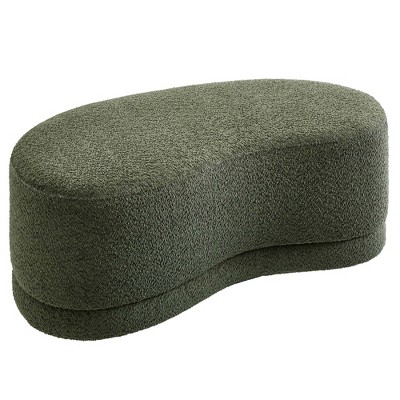 Nimbus Sage Green Chenille Curved Cocktail Ottoman Bench