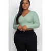 Slickblue Plus Size Ribbed Wrap Front Long Sleeve Top, Stretch Fit, Casual Style, Multiple Color Options, Size 1XL-3XL - 2 of 4