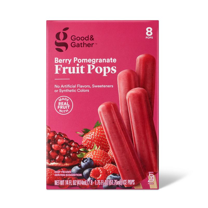 Frozen Berry Pomegranate Fruit Pops - 14oz/8ct - Good &#38; Gather&#8482;, 1 of 4