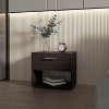 Vynxaria Stained Walnut 1-Drawer Nightstand, Spacious Open Shelf, Sleek Rectangular Design, Timeless Elegance - 3 of 4