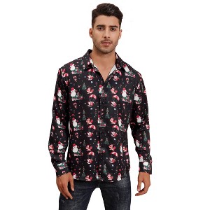 Clearlove Men's Christmas Shirts Long Sleeve Novelty Xmas Button Shirts - 1 of 4