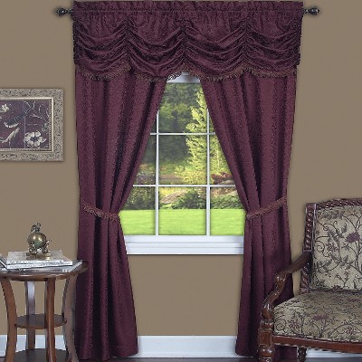 Kate Aurora Jacquard Damask Curtains With An Attached Austrian Valance & Tiebacks