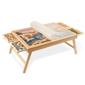 Jumbl Puzzle Board with Drawers, Foldable Legs & Cover - Wooden Jigsaw Puzzle Table - 1 of 4