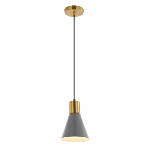 6 1-light Apollo Mid-century Modern Iron Led Pendant Gray/brass Gold -  Jonathan Y : Target