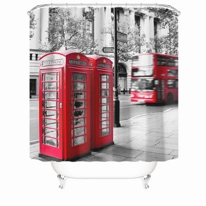 Red Phone Booth Shower Curtains for Bathroom Waterproof Fabric Bath Curtain Durable Soft Stylish Bathroom Decor 72x72 Inch - 1 of 1