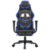 vidaXL Gaming Chair with Footrest, Black and Blue, Faux Leather - 3 of 4