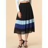 Allegra K Women's Elastic Waist Color Block A-Line Midi Pleated Chiffon Skirt - 2 of 4