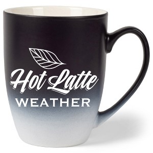 Elanze Designs Hot Latte Weather Two Toned Ombre Matte Black and White 12 ounce Ceramic Stoneware Coffee Cup Mug - 1 of 4