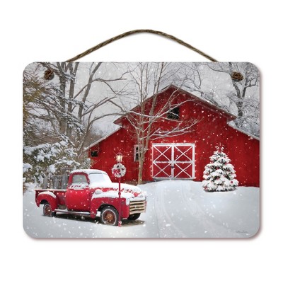 Courtside Market Truck Full of Sleds 12X16 Hanging Artboard with Twine