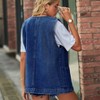 Women's Casual Denim Jean Vest Oversized Sleeveless Mid Long Button Down Jeans Jackets Vests Tops Waistcoat - 4 of 4