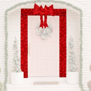 Tangkula Pre-Lit Christmas Doorway Arch w/ Bow LED Lighted Festive Door Decoration - 1 of 3