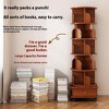 Chic Crate 6-Tier 360° Rotating Corner Bookshelf with Wheels, Narrow Bookcase for Small Spaces – Walnut Brown - 3 of 4
