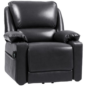 Power Lift Chair for Elderly, Faux Leather Recliner Sofa with Vibration Massage and Heat, Remote, Side Pockets - 1 of 4