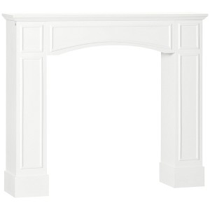 HOMCOM Modern Fireplace Mantel, Surround Mantels for Fireplace with Decorative Pattern Interior Width 29" White - 1 of 4